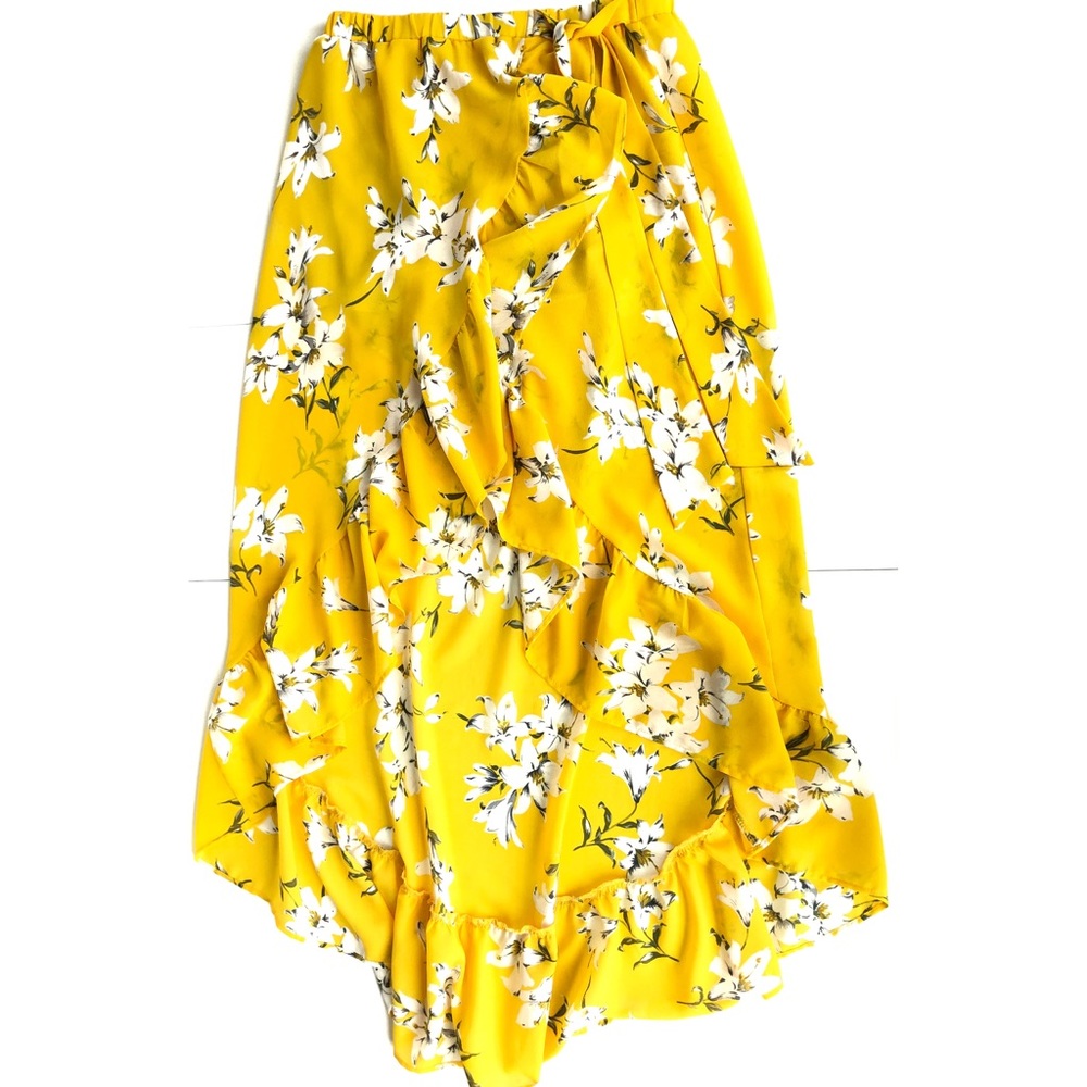 Jealous Tomato • High Low Yellow Floral Skirt